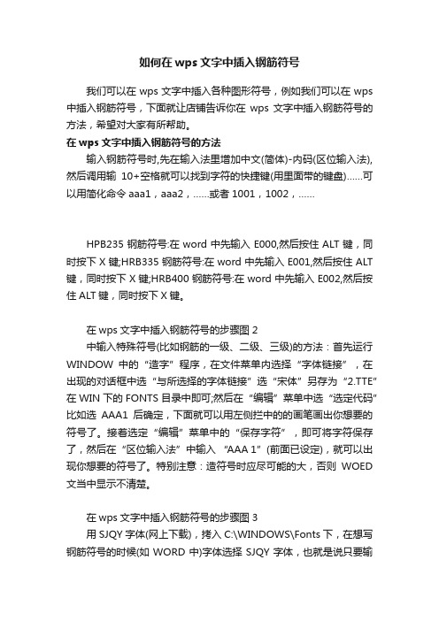 如何在wps文字中插入钢筋符号