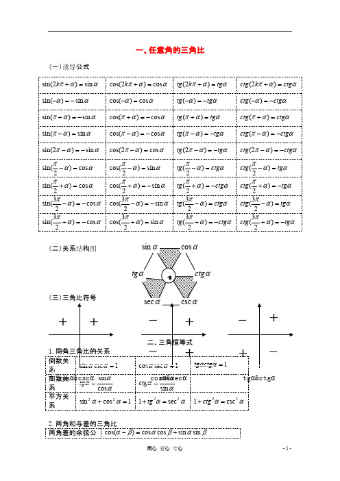 九年级数学上册《三角函数》公式大全人教新课标版