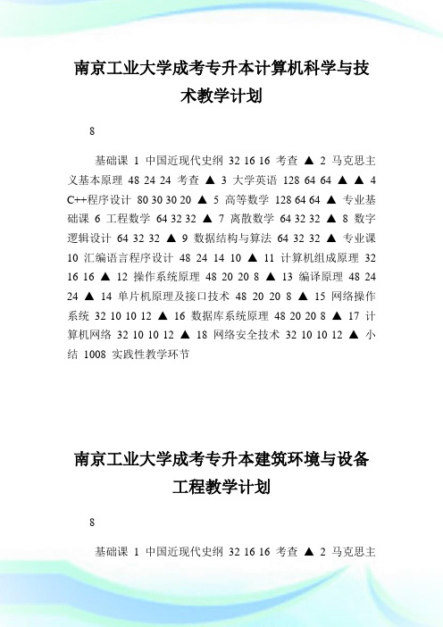南京工业大学成考专升本计算机科学与技术教学策划.doc