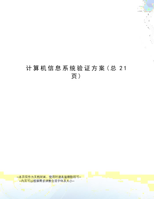 计算机信息系统验证方案