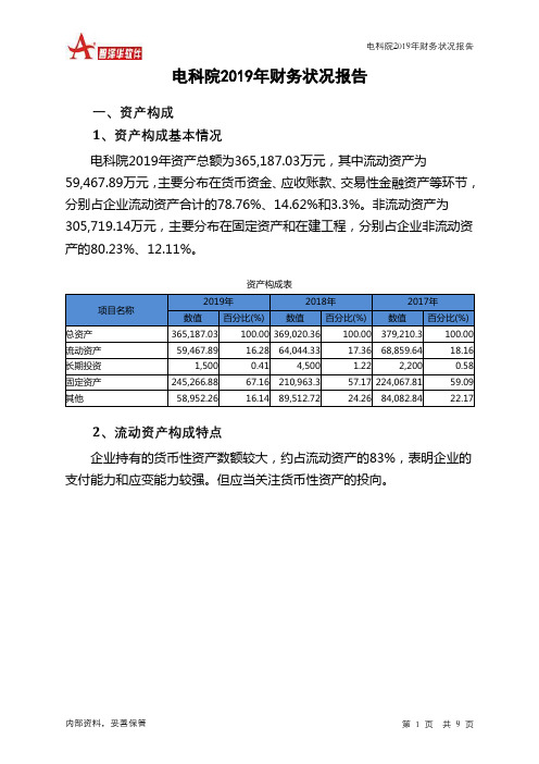 电科院2019年财务状况报告