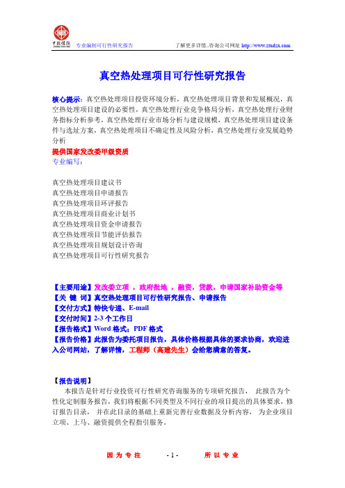 真空热处理项目可行性研究报告