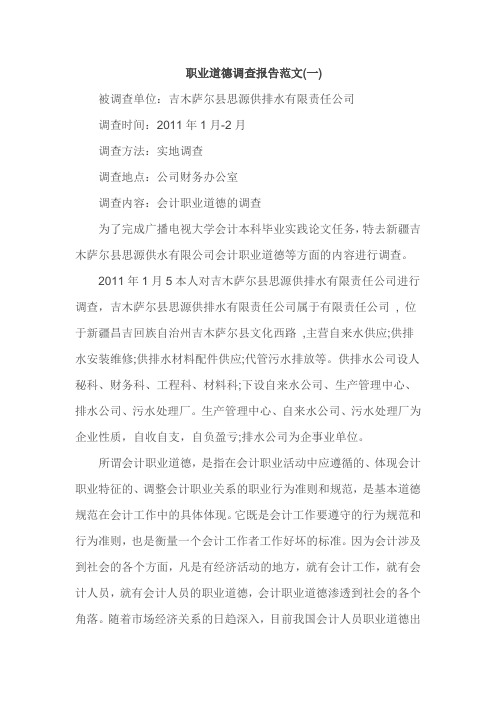 职业道德调查报告范文