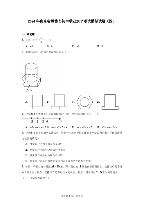 2024年山东省潍坊市初中学业水平考试模拟试题(四)