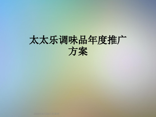 太太乐调味品年度推广方案