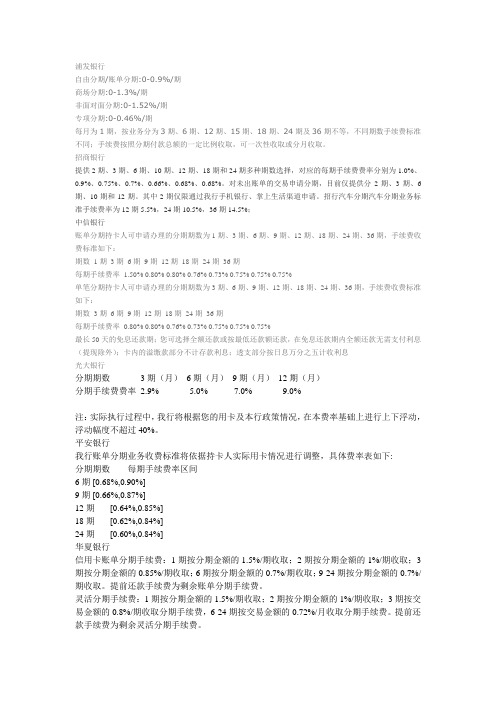 银行分期手续率