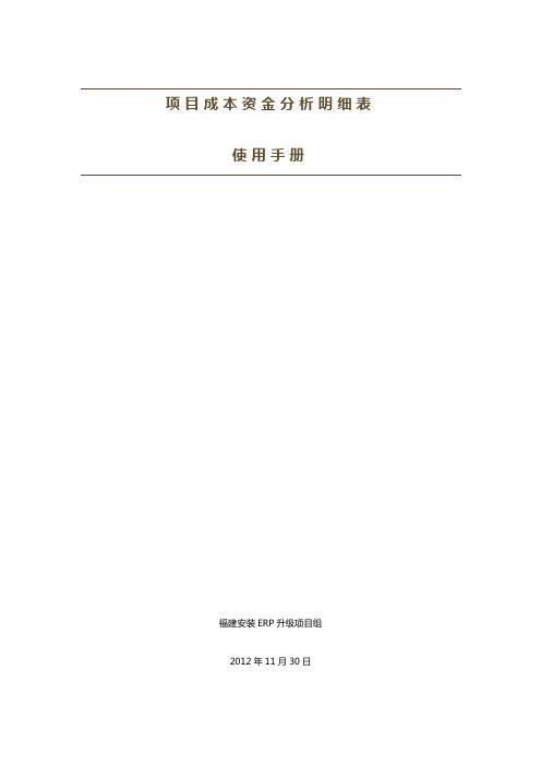 项目成本资金分析明细表使用手册