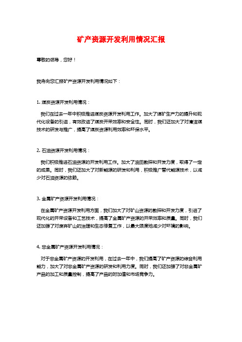 矿产资源开发利用情况汇报