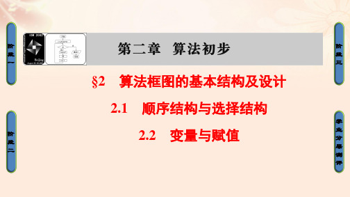 高中数学第2章算法初步2.1顺序结构与选择结构2.2变量与赋值课件北师大版必修3