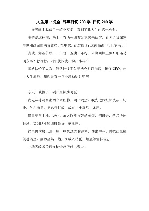 人生第一桶金 写事日记200字 日记200字