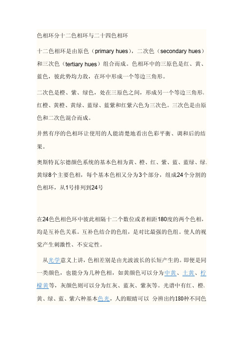 色相环分十二色相环与二十四色相环