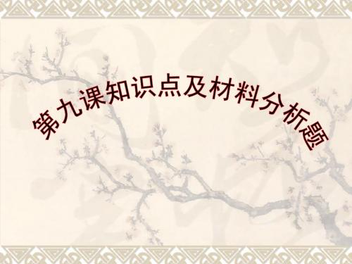 人教版九年级思想品德第九课知识点