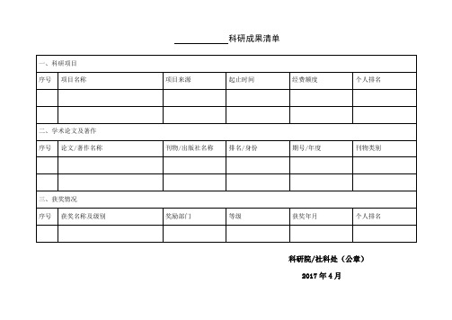 科研成果清单