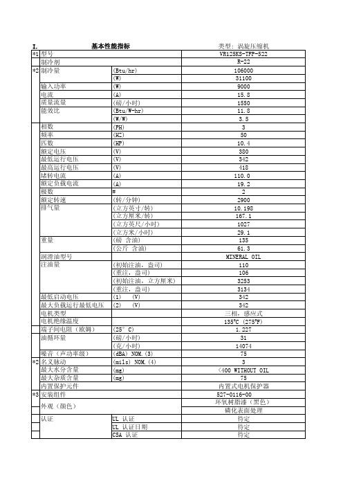 谷轮压缩机规格书VR125KS-TFP-522