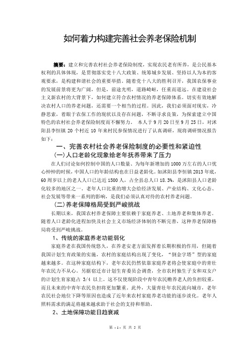 如何着力构建完善社会养老保险机制2
