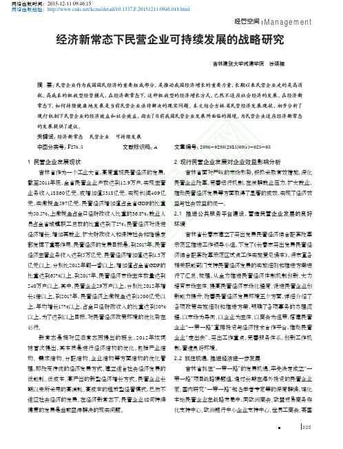 经济新常态下民营企业可持续发展的战略研究_徐瑛楠