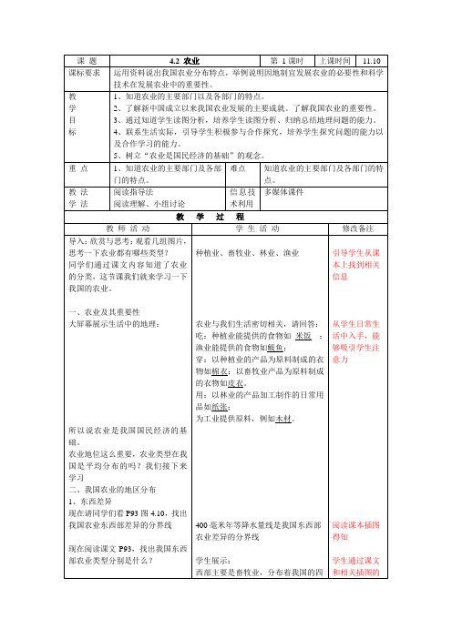 地理人教版八年级上册《农业及其重要性 我国农业的地区分布》