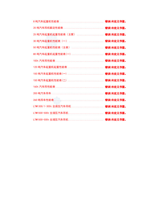 吨汽车吊性能参数表