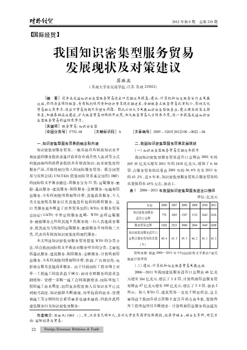 我国知识密集型服务贸易发展现状及对策建议