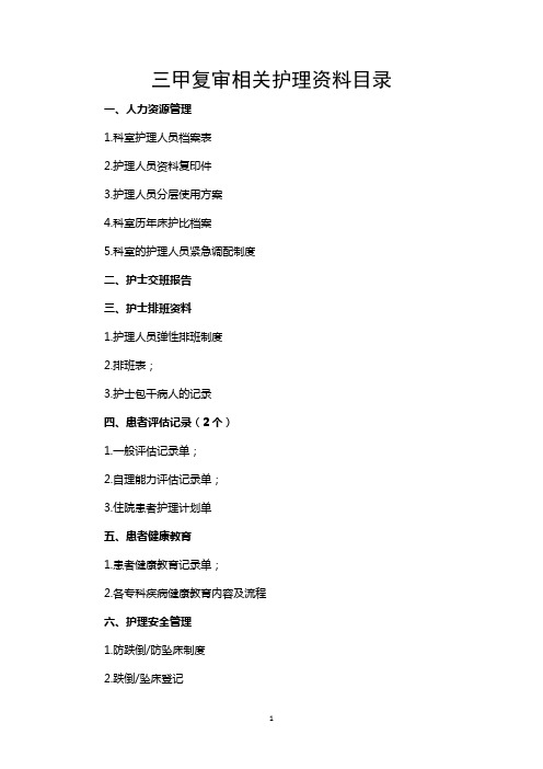 三甲医院复审目录