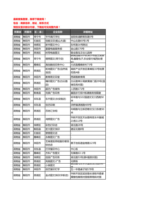 新版湖南省衡阳市打印企业公司商家户名录单联系方式地址大全328家