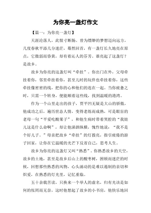 为你亮一盏灯作文