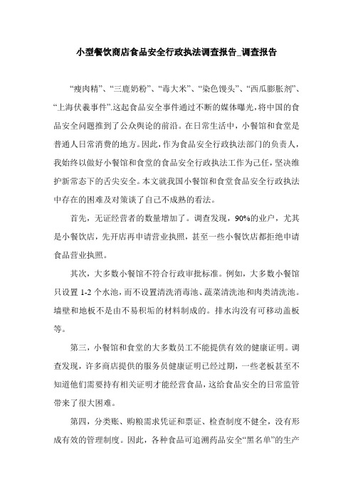 小型餐饮商店食品安全行政执法调查报告_调查报告.doc