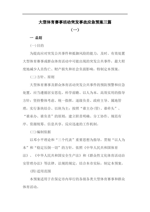 大型体育赛事活动突发事故应急预案三篇