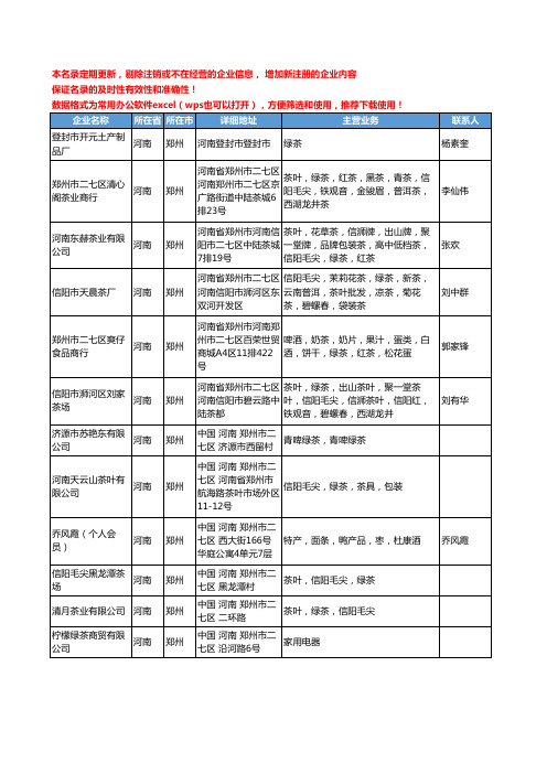 2020新版河南省郑州绿茶工商企业公司名录名单黄页大全97家