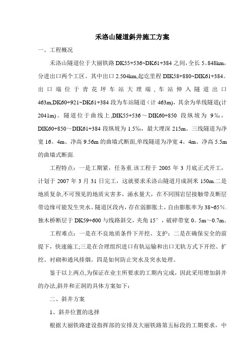 禾洛山隧道斜井施工方案