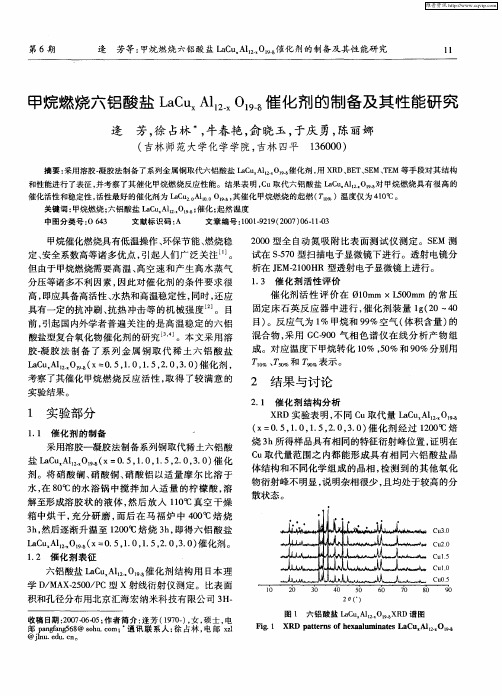 甲烷燃烧六铝酸盐LaCuxAl12-xO19-δ催化剂的制备及其性能研究