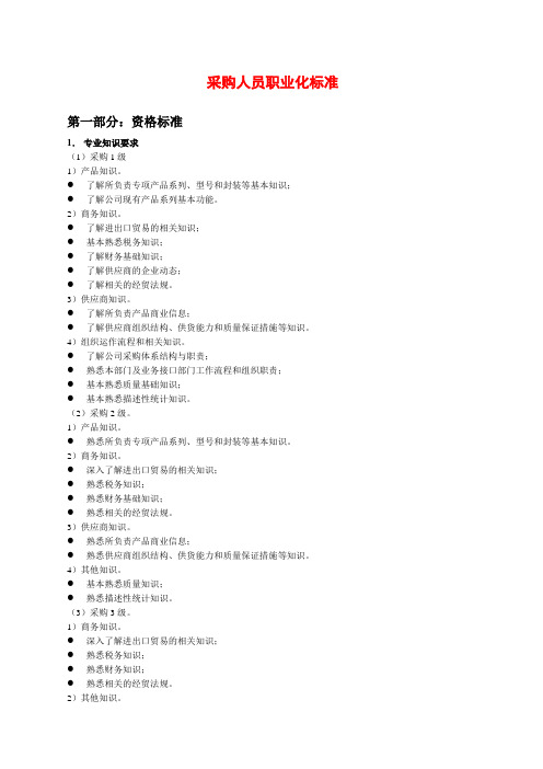 采购人员职业标准