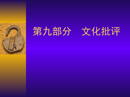 文艺学系列课程(3.7.1)--文化批评