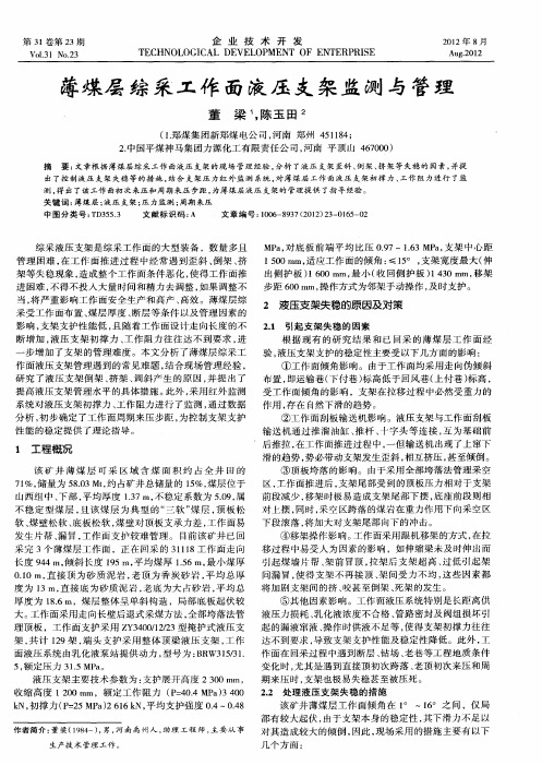 薄煤层综采工作面液压支架监测与管理
