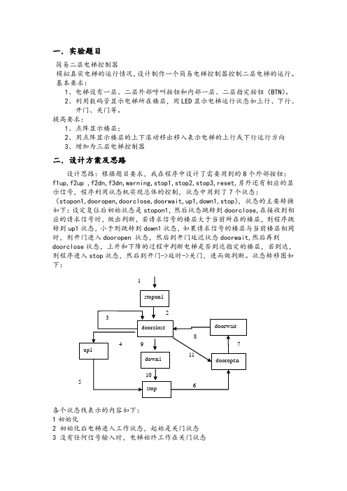 3层电梯VHDL报告