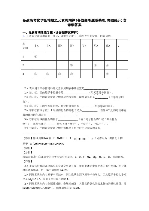 备战高考化学压轴题之元素周期律(备战高考题型整理,突破提升)含详细答案