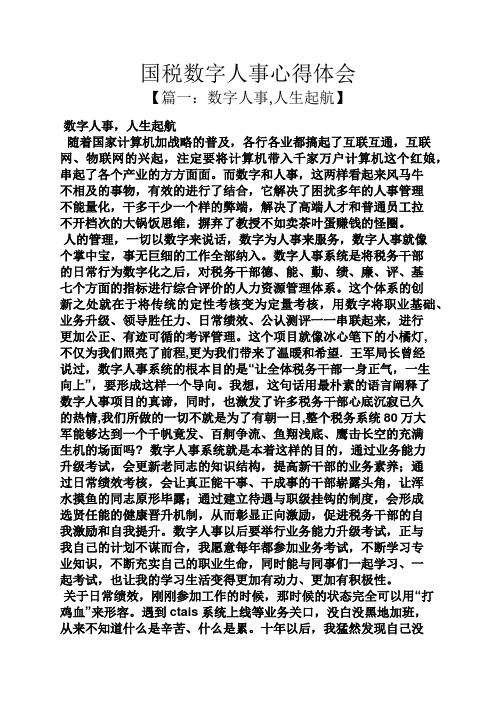 国税数字人事心得体会