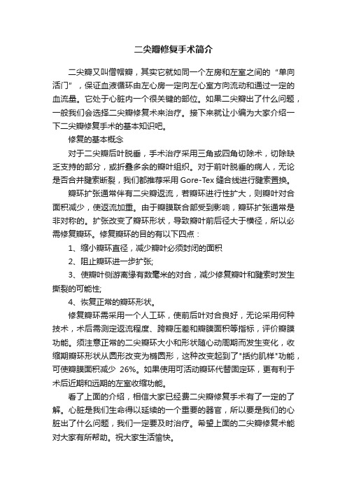 二尖瓣修复手术简介
