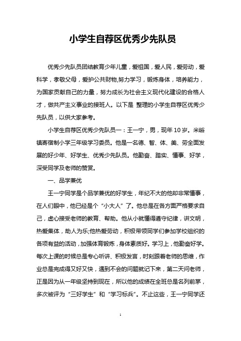 小学生自荐区优秀少先队员