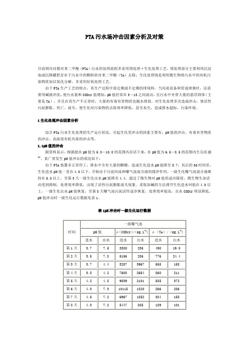 PTA污水场冲击因素分析及对策