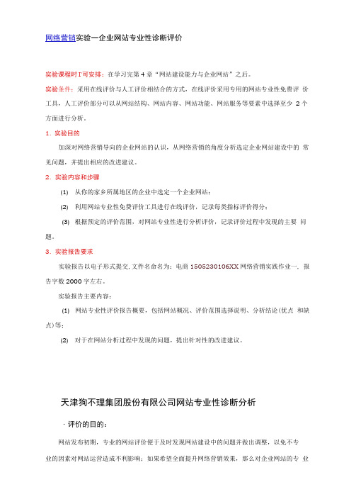 企业网站诊断分析报告