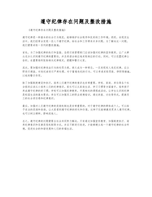 遵守纪律存在问题及整改措施
