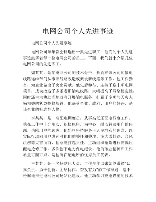 电网公司个人先进事迹