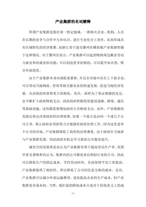 产业集群的名词解释