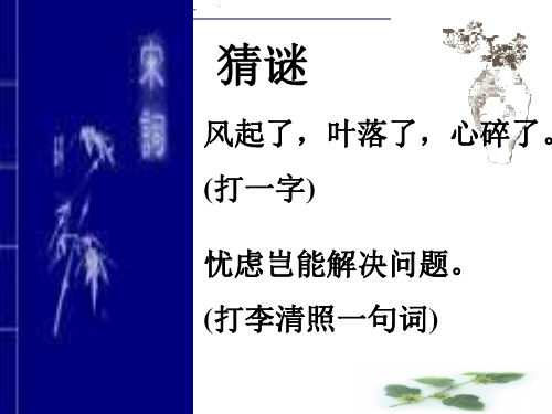 山西省运城市康杰中学高一苏教语文必修四课件：声声慢1