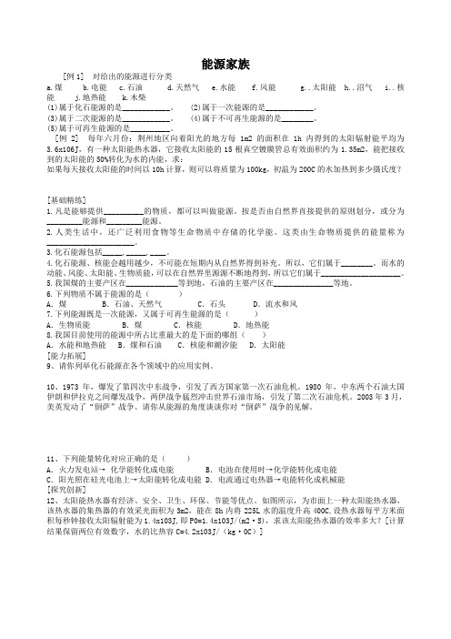 《能源家族》同步练习及答案