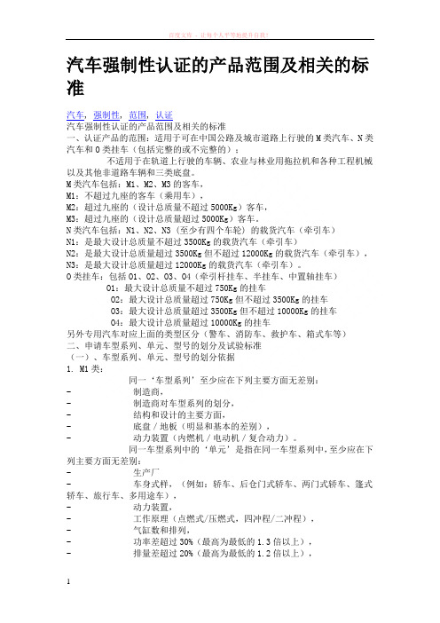 汽车强制性认证的产品范围
