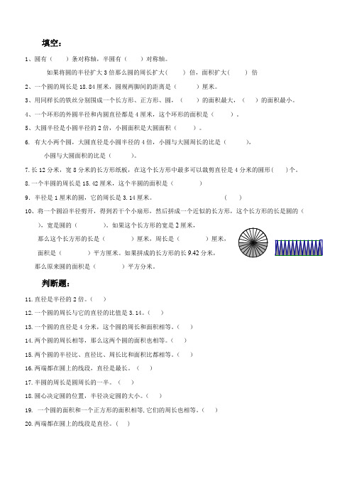 (完整版)小学数学《圆》练习题