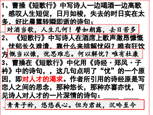 《短歌行》《归园田居》理解性默写
