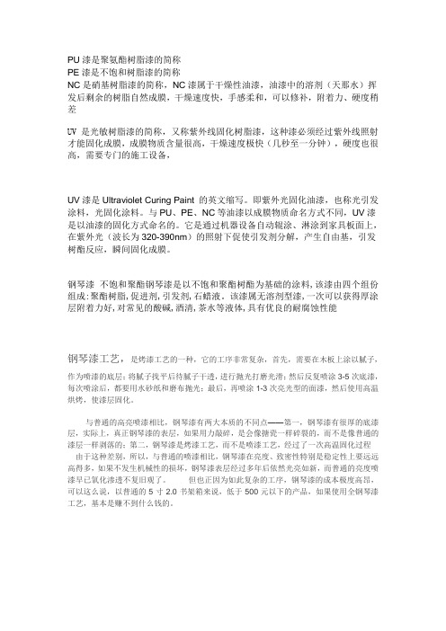 钢琴漆的工艺